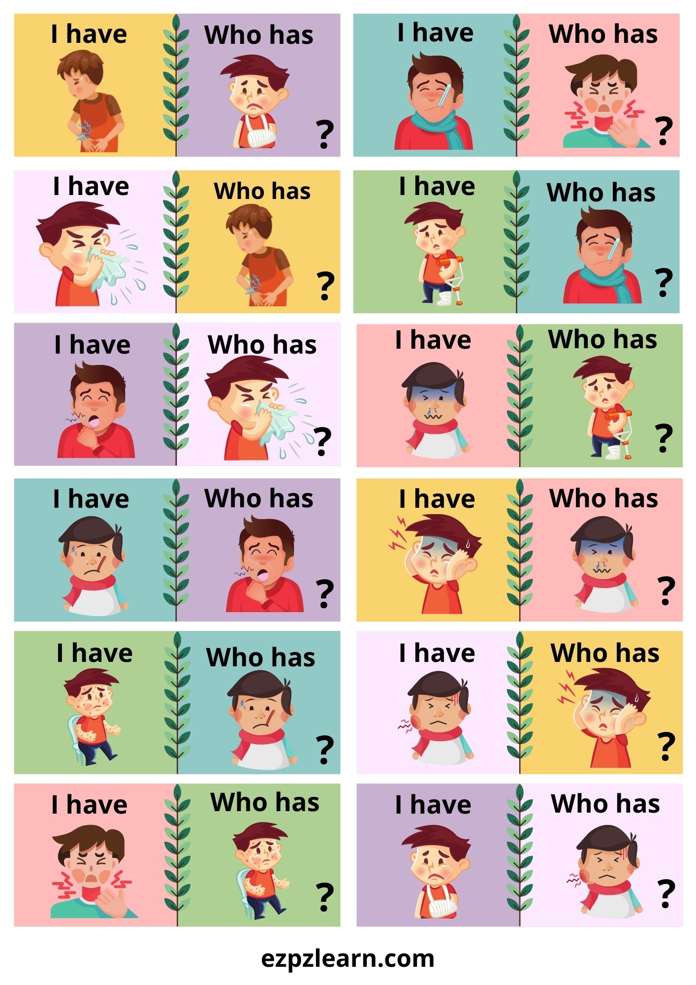 Health Problems I have Who has Game